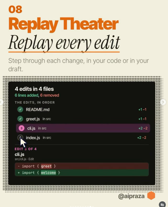 Replay Theater: Replay every edit